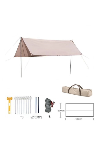 Shufa Glamping 500 300cm Tarp Güneş Ve Rüzgar Koruma Tentesi Bej