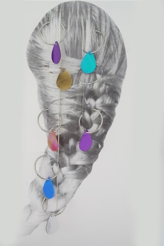 Kadın Elips Figürlü Renkli Sac Küpesi Renkli-Tek Ebat Çok Renkli