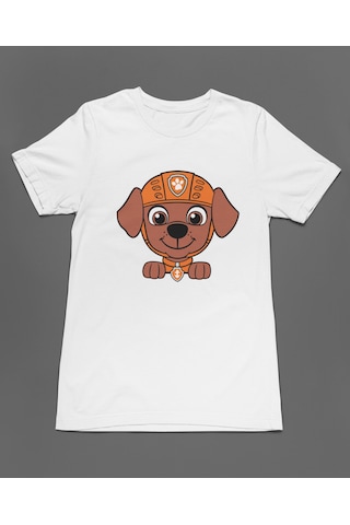 Bumeta Turuncu Takım Lideri Zuma Paw Patrol Unisex Tişört T-shirt Beyaz