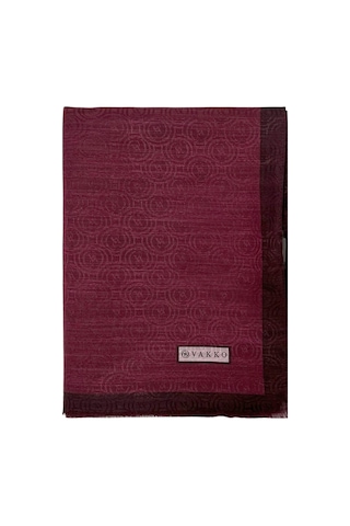 Vakko Pamuk İpek Şal - Helezon Monogram - Bordo