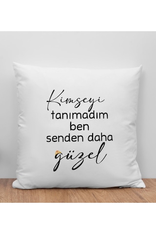 Bk Gift Kimseyi Tanımadım Ben Tasarımlı Beyaz Kırlent Yastık, Arkadaşa , Ev Dekorasyonu, Ev si-3 Bitmeyen135604 Bk Gift