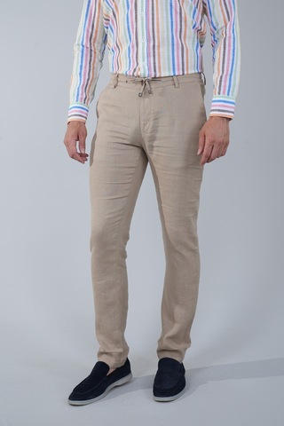 Bisse Erkek Camel Lastikli Bağcıklı Spor Keten Pantolon Pns25y25106 D70 Camel