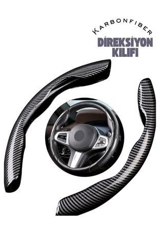 Karbon Fiber Direksiyon Kılıfı Siyah-gri Parçalı Direksiyon Kılıfı Siyah - Gri