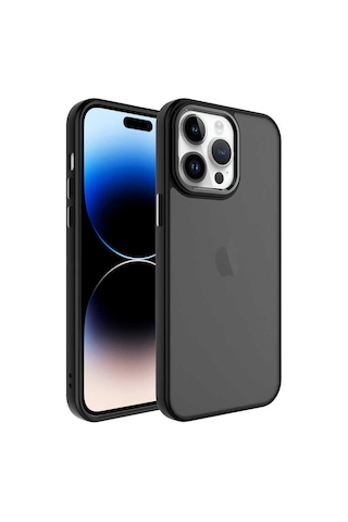 Apple Uyumlu iPhone 14 Pro Max Uyumlu Buzlu Sert Pc Zore May Kapak-siyah -