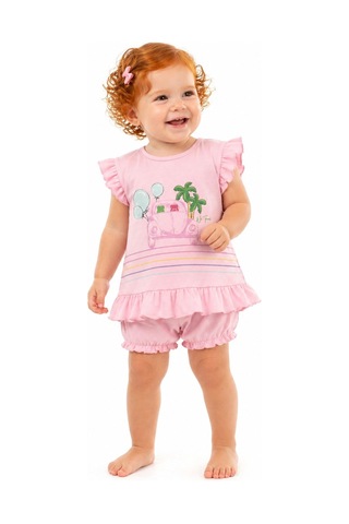 Haribo Bebek T-shirt Şort Takım Pembe Kız