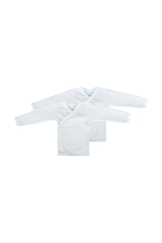 Uygun Bebe Pamuk Uzun Kollu Yandan Kapama Bebek İç Dış Zıbın 2'li - Beyaz