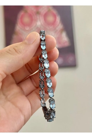 Allahverdi Türkmen Mavi Topaz Elmas Bileklik 049