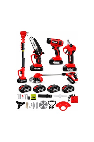 Red 500 Full 5 Li Bahçe Seti Makas 17 Cm Testere Hava Üfleme Çim Biçme Teleskop +4 Akülü