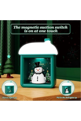 Ximistore9 Yeşil 3d Santa Küllük Led Lamba, 2 Anahtar Modu, 3 Parlaklık Seviyesi, Usb Şarjlı, Odalar İçin Dekoratif Hediyelik Gece Lambası Yeşil