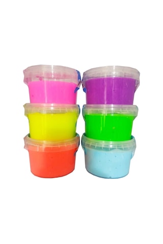 Slime Zıplayan Oyun Jeli Yuvarlak Kutu Polymer Slime Eğitici Oyun Seti 6'lı Set