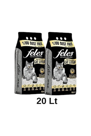 Feles Tozsuz Topaklaşan Kedi Kumu 2 x 10 L