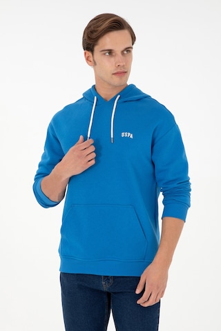 U.S. Polo Assn. Erkek Kapüşonlu Kobalt Basic Sweatshirt 50295149-VR077