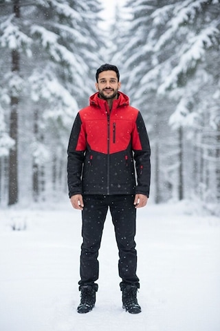 Vatan Tekstil Erkek Softshell Kışlık Kapüşonlu Mont Rüzgar Geçirmez Su İtici İçi Polarlı Kırmızı