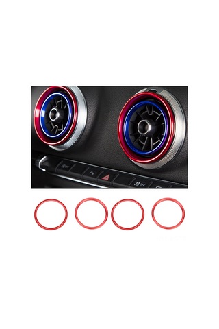 Reedark Audi A1 İç Mekan Klima Vant Dekorasyon Halka, Alüminyum Alyaş, 4 Adet,  Ebat, Korozyon Dirençli, Kolay Kurulum
