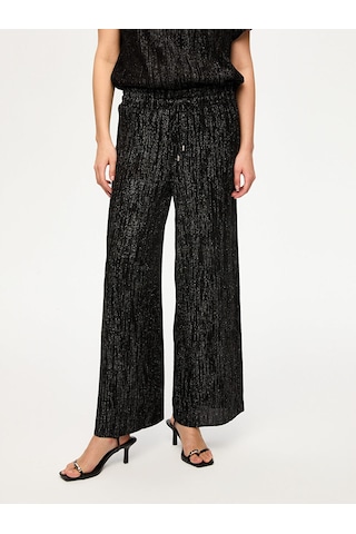 Kendinden Simli Dokulu Örme Wide Leg Fit Pantolon S26pnt026 Us26pnt02610 Siyah