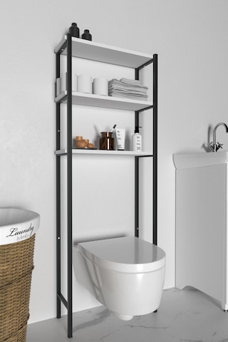 Banyo Wc Arkası Üstü Düzenleyici Raf Organizatör Havluluk Metal Gövde Banyo Rafı Beyaz