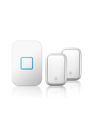 Cacazi 2 Buton 1 Alıcı Su Geçirmez Beyaz Pilsiz Kablosuz LED Kapı