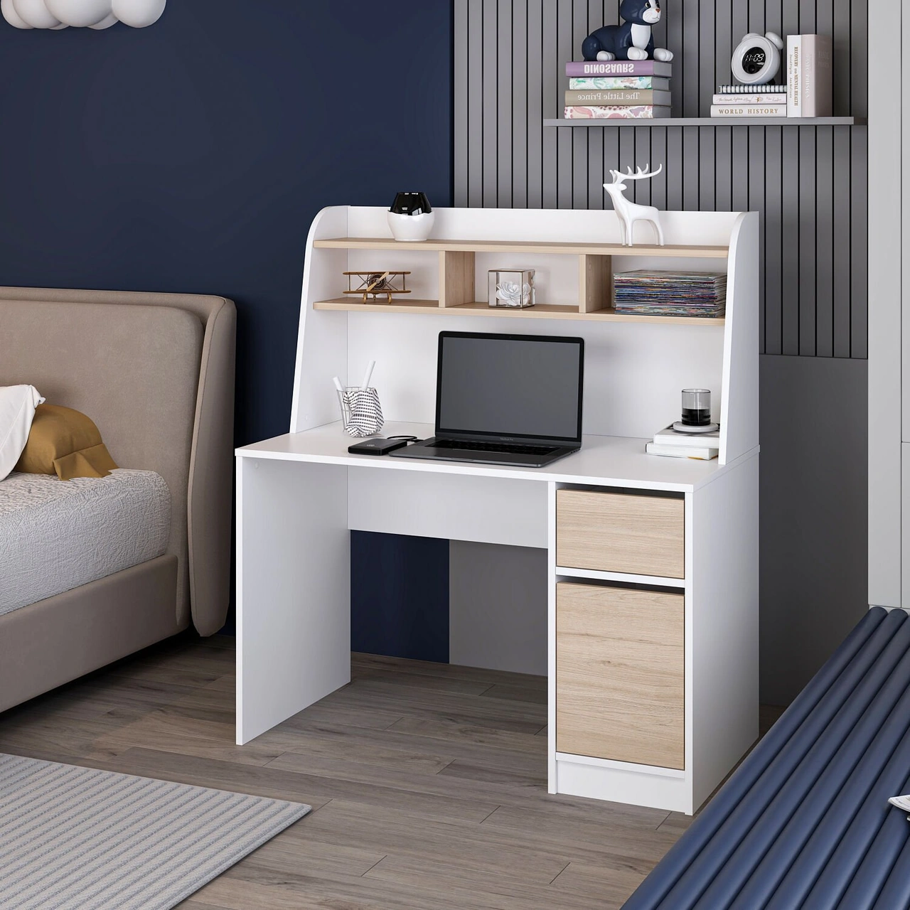 Orina Çalışma Masası - Beyaz/derin Sepet Çok Renkli