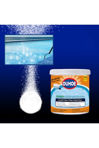 Mufunye Ouhoe Havuz Temizleme Ve Koku Giderici Fumigasyon Tabletleri, 180 Adet Kutu, Hızlı Leke Ve Alje Kaldırma, Su Berraklığı Sağlama