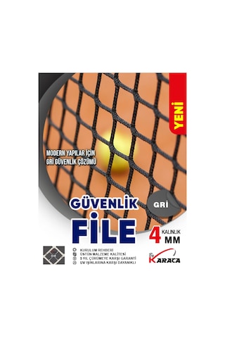 Gri Çocuk Güvenlik File 2.5x12 M 4mm Kalın İp, 5x5cm Göz Aralığı