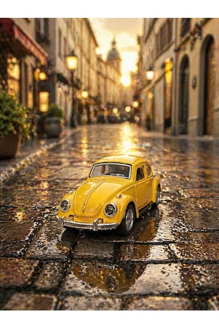 12 Cm Metal Klasik Vosvos Araba Sarı Çek Bırak Oyuncak Araba Açılır Kapılı Die Cast Model Araba