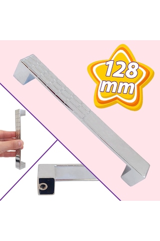 Bihter Desenli Kulp 128 Mm Krom Mutfak Kulpu Çekmece Dolap Kapak Kulbu Metal Mobilya Dolabı Kulpları