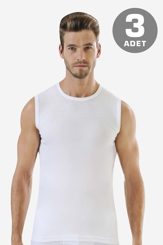 3'lü Paket Beyaz Kolsuz Erkek Atlet Yuvarlak Yaka Sıfır Kol Tişört %100 Pamuklu Beyaz
