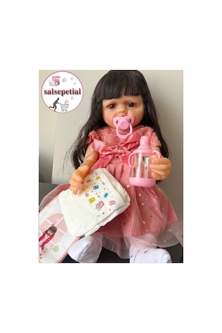 Büyük Boy Konuşan Bebek 55 Cm Konuşan Gerçekçi Reborn Bebek Yumuşak Vinil Aksesuarlı Sesli Bebek