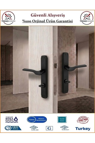 Trendhomm Sedir Aynalı - Mat Siyah - Wc Banyo Kapı Kolu - Sol