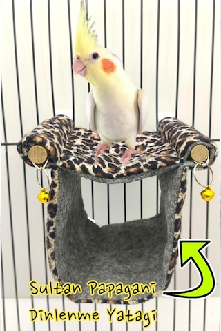 Ozzipetshop Çift Katlı Papağan Oyun Alanı - Sultan Papağanı Için Tünekli Yatak / Kafes Aksesuarı
