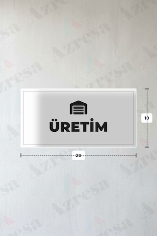 Üretım Yazılı - Metal - Beyaz Renk - Kapı İsimliği - 20x10 Cm