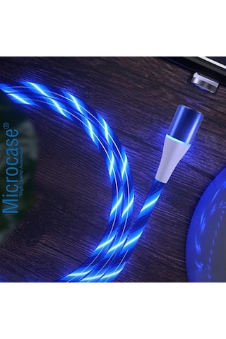 Microcase Apple iPhone Uyumlu Lightning Işıklı Manyetik Şarj Kablosu Al2618