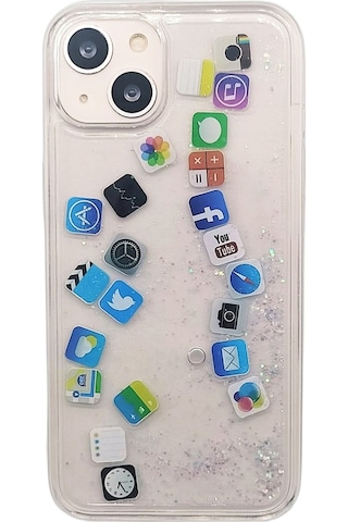 Teknomoda Apple iPhone 13 Kilif Simli Sulu Uyumlu iOS Menü Ikon Silikon 537097902