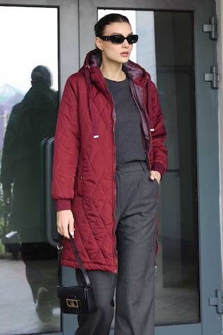 Bigdart 5138 Kapitone Uzun Şişme Mont - Bordo 001