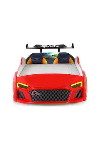 Kırmızı Arabalı Yatak V12 Audi Işıklı Full Plastik
