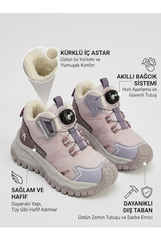 Vicco Marco Kids Awenger Çocuk Akıllı Bağcık Mekanizmalı İçi Kürklü Kısa Bot Pembe