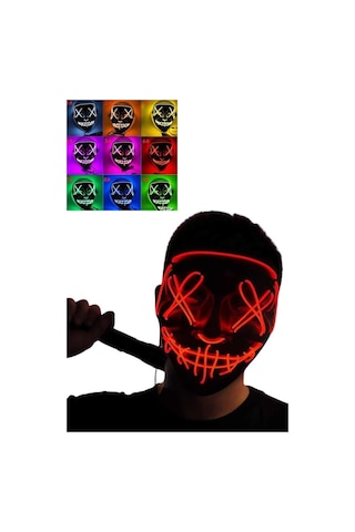 Led - 365 - Işıklı Neon Maske Cadılar Bayramı Maskesi Korkunç - Shopgpt - Korku Maskesi Yeşil