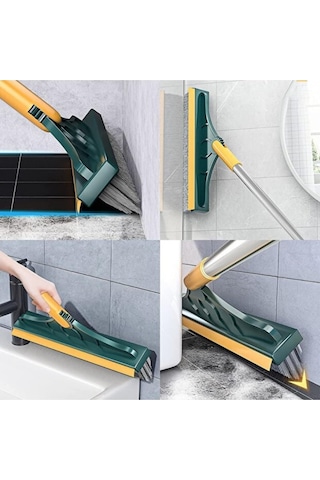 Lexroo Banyo Fayans Fırçası Döner Başlıklı Üçgen Sert Uçlu Zemin Köşe Temizleme Fırçası Uzun Saplı Çok Renkli