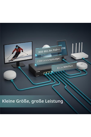 D-link Dms-108p 8 Bağlantı Noktalı Çoklu Gigabit Yönetilmeyen Poe Anahtarı - 2,5 Gbe, 230 W Poe Bütçesi, 802,3af/at/bt, Fansız, Tak Ve Çalıştır, Metal Muhafaza, Igmp Gözetleme, Qos, Yeşil Ethernet
