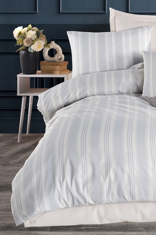 Eponj Home Sport Çizgili Nevresim Takımı Tek Kişilik Soft Line Gri Gri