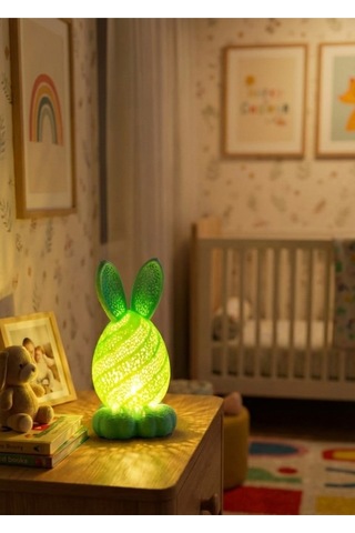 Tavşan Tealight Mumluk Dekoratif Tavşan Obje Renkli Tavşanlar Mum Hediyeli Paskalya Figür Yeşil