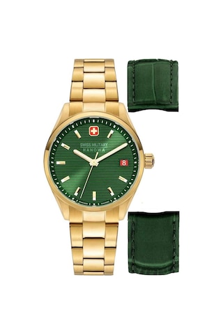 Swiss Military Smwgh2200112-set Çift Kordonlu Erkek Kol Saati Altın