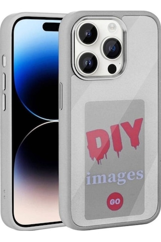 Apple Uyumlu iPhone 14 Pro Max Kılıf Ekranı Yansıtan Zore Akıllı Nfc Kapak Gri