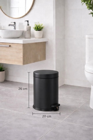 Mat Siyah 2'li Banyo Seti - Metal Çöp Kovası 3 Lt Ve Wc Fırçası Takımı Titan 7200 Siyah