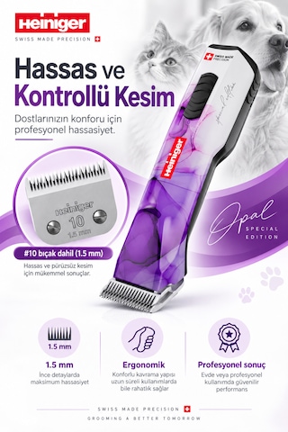 Heiniger Opal Special Edition Kablosuz Evcil Hayvan Tıraş Makinesi Yedek Bataryalı