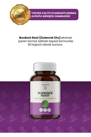 Erbatab Dulavrat Otu Burdock Root Ekstresi 60 Kapsül