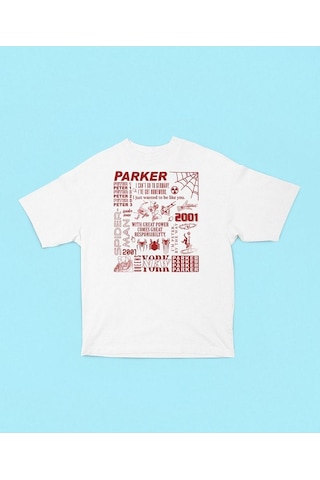 Peter Parker 2001 Spider-man Baskılı Unisex Oversize Marveel Tişö Beyaz