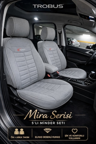 Hyundai Elantra 2011 Ve Sonrası Uyumlu Mira Serisi Gri 5'li Oto Koltuk Minderi