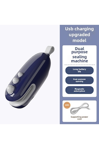 Kosona Mini Isıtmalı Paket Kapama Makinesi - Şarj Edilebilir, Taşınabilir, Gıda Muhafaza Ve Tazelik Sağlama Mavi