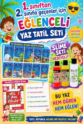 1. Sınıftan 2.sınıfa Geçenler İçin Eğlenceli Tatil Seti Slime Set Hediyeli